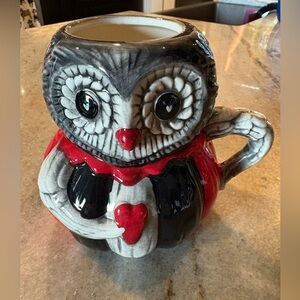 Joanna Parker Owl Shaped Ceramic Mug with Heart Design